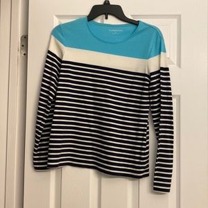 Blue and white stripe light sweater